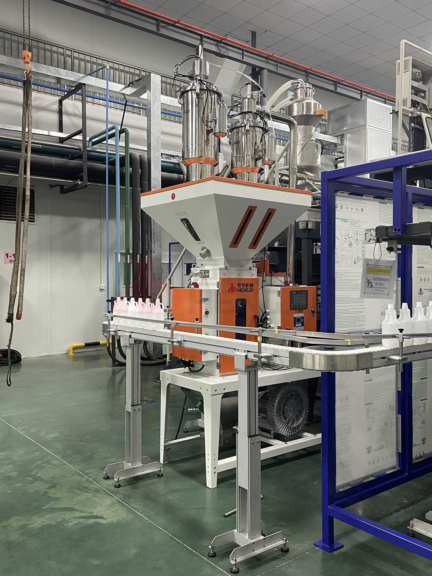 Close-up of a 2-in-1 gravimetric blender with integrated material loader