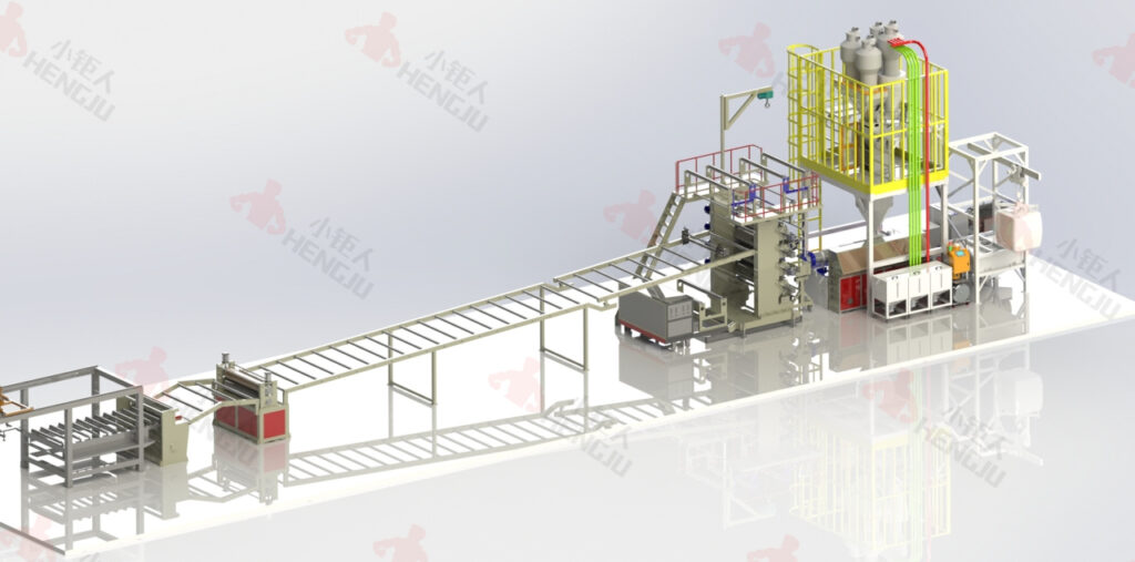 Gravimetric blender for PET sheet extrusion line